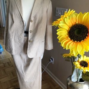 Kasper Cream n Beige Stripe Jacket n Pants